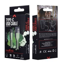 KABEL WTYK USB A - WTYK USB-C 1,0M 3,0A MAXLIFE MXUC-04 ZIELONY (C-10-MAX3AGR)