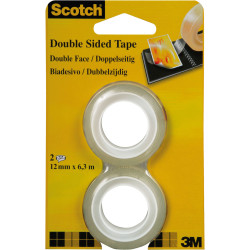 3M&#x2122; 6651263 Scotch Double Sided Tape 12mm x 6.3mm Pack Of 2