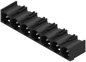 Pin header, 7 pole, pitch 7.62 mm, angled, black, 1472290000