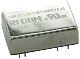 Przetwornica DC-DC, 7.5W, Uwe 18 → 36 V DC, Uwy ±12V dc, Iwy ±312mA, Recom Tak