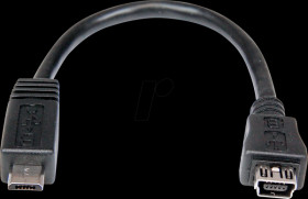 UUSBMUSBMF6 USB 2.0 cable, Micro B plug to Mini B socket, 15 cm