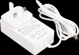 KSA-48E-080600D5/UK/WT Raspberry Pi Build HAT power supply, 48W, DC socket, UK plug, wh