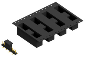 Pin header, 9 pole, pitch 2.54 mm, angled, black, SLLP5SMD0389GBTR