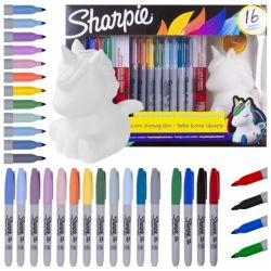 Zestaw markerów permanentnych Sharpie "Unicorn" 16 kolorów (16x Fine 1,0mm) + Skarbonka