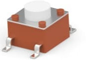 Short-stroke pushbutton, Form A (N/O), 50 mA/24 VDC, unlit , actuator (white, L 1.4 mm), 2.54 N, SMD, 1571563-4