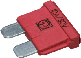 Automotive flat fuse, 10 A, 80 V, red, (L x W x H) 19 x 5 x 19 mm, 166.7000.5102