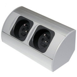 GNIAZDO elekt. meblowe 2x2+Z sr. srebrne ORNO podszafkowe