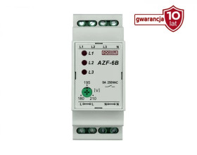 Przełącznik faz AZF-6B z przekaźnikiem bezpieczeństwa 8A regulacja progu napięcia DIN 2 moduły