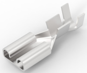 Uninsulated flat plug sleeve, 6.35 x 0.81 mm, AWG 17 to 13, brass, silver-plated, 5-160447-6