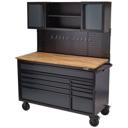 BUNKER&#xAE; 08242 Roller Workstation 10 Drawer with Workbench 56&quot; Grey