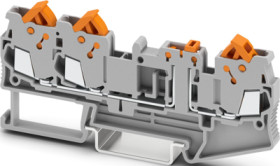 Knife disconnect terminal, quick connection, 0.25-1.5 mm², 3 pole, 17.5 A, 6 kV, gray, 3050407