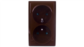 Bis Gniazdo Podwójne Z/U Z Przesłonami Brązowe Gn-2Bzp/24