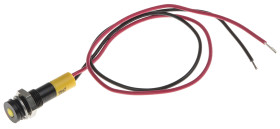 Lampka kontrolna do montażu panelowego 24V dc, Żółta 6mm LED Wyprowadzenia RS PRO