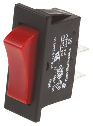 Przełącznik kołyskowy Wł.-wył. Nie 10 A SPST Czerwony TE Connectivity
