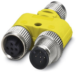 Adapter, 2 x M12 (5 pole, socket/plug) to M12 (5 pole, plug), Y-shape, 2819189