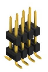 Pin header, 8 pole, pitch 2.54 mm, angled, black, 10052070