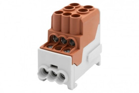 Blok rozdzielczy DBR 100A (2x25 / 6x10) Al/Cu - brązowy