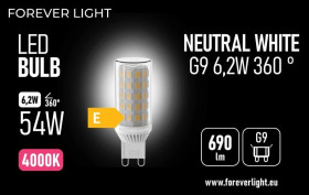 Żarówka LED G9 6.2W 690lm 4000K ceramiczna klasa E Forever Light
