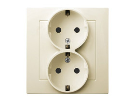 AS Gniazdo podwójne z uziemieniem schuko z ramką ecru GP-2GS/27 OSPEL