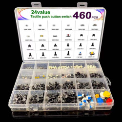 460 pcs XXL Micro TACT Button Switch Assortment Box Kit - 24 Types