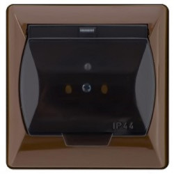 AKCENT Gniazdo bryzgoszczelne z uziemieniem IP-44 wieczko przezroczyste brązowy GPH-1AZ/24/d