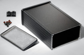 Aluminum RF enclosure, (L x W x H) 120 x 104 x 55 mm, black, IP54, 1457N1602EBK