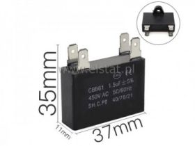 1,5uF 450V kondensator silnikowy; złącza 6,3mm