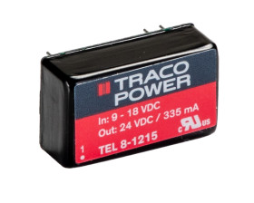 Przetwornica DC-DC, 8W, Uwe 9 → 18 V DC, Uwy 24V dc, Iwy 335mA Nie, TRACOPOWER Nie