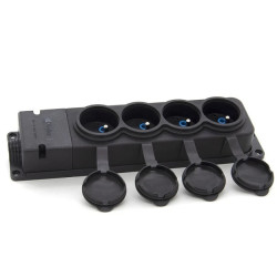 Listwa, gniazdo gumowe (TPE) poczwórne IP44 4x16A 2P+Z, kolor czarny, TRG-4