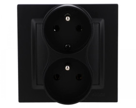 Simon 10 Gniazdo wtyczkowe z uziemieniem podwójne z funkcją niezmienności faz, zaciski śrubowe, kompletne czarny mat CGZ2T/49