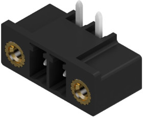 Pin header, 2 pole, pitch 3.81 mm, angled, black, 1036990000