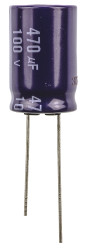 Kondensator 470μF 100V dc Radialny, Otwór przelotowy Panasonic roztaw: 7.5mm 16 (Dia.) x 25mm