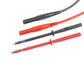 Przewody pomiarowe długość przewodu 1m Staubli kategoria CAT II 600V Zacisk krokodylkowy 4 mm, wtyk zabezpieczony 4 mm,