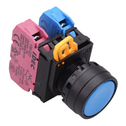 YW1B-A1E11S Blue 22mm Maintained Push Button Switch 1NO-1NC IP65 IDEC