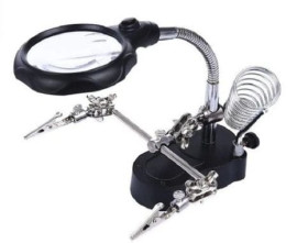 PES000046 uchwyt z lupą i przyssawką Trzecia Ręka z podświetleniem