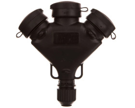 Rozgałężnik gumowy 3 gniazda z/u 16A IP44 FRG zielono-czarny 51.233