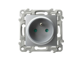 SZAFIR Gniazdo pojedyncze z uziemieniem z przesłonami srebro GP-1ZZP/m/18 OSPEL