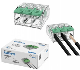 Szybkozłączka instalacyjna z dźwignią do wszystkich rodzajów przewodów maks. 4mm² 3-przew. EDO413 50 szt.