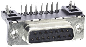 Złącze D-Sub 15-pinowe Żeński Kąt Proste Przewlekany raster 2.74mm Złoto na niklu