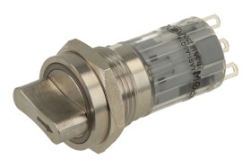 Przełącznik; obrotowy; LAS1-AGQ16-11X/31/S; ON-ON; 2 pozycje; bistabilny; na panel; do lutowania; 2 tory; srebrny stalowy; 5A; 2