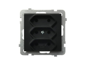 SONATA Gniazdo potrójne bez uziemienia EURO IP20 czarny metalik GP-3R/m/33 OSPEL