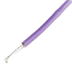 Przewód o podwyższonej odporności PTFE Fioletowy, 100m 0,6 mm² 19/0,2 mm, 600 V, -75 → +200C, Ø 1.6mm, RS PRO