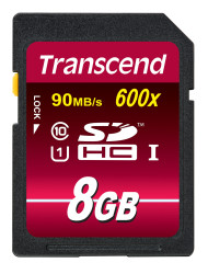 Karta SD SDHC, 8 GB MLC, Transcend Ultimate -25 → +85°C 600x