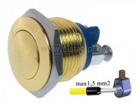 Przycisk chwilowy 16mm wypukły GOLD - śrubki