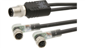 Kabel Połączeniowy Y, 0,3 M, 2X M8 Żeński (Gniazdo) 3-Pinowy Kątowy, 1X M12...