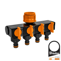 BLACK LINE Rozdzielacz ogrodowy 4-drożny z zaworami BRADAS ECO-PWB3033