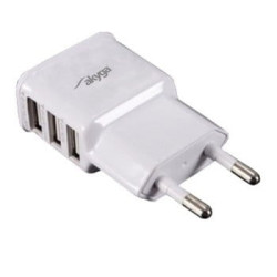 AK-CH-05 ładowarka sieciowa 2x USB; 5V / 2,1A; biała