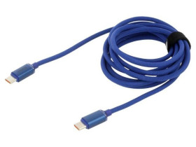 Kabel USB 2.0 USB C wtyk z obu stron 2m niebieski tekstylny CAJY000703