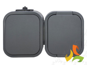 B2 IP54 Gniazdo pojedyncze + włącznik podświetlany n/t 2p+Z GWN-B2/S szary ABEX