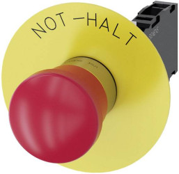 Siemens 3SU11501HA201FH0 3SU1150-1HA20-1FH0 Przycisk grzybkowy zatrzymania awaryjnego przycisk czerwony, żółty pociągnię